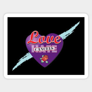 Love Cancels Hate Purple Heart with Rose Magnet